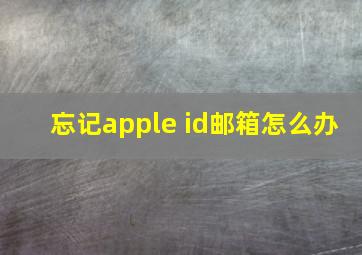 忘记apple id邮箱怎么办